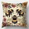 1/4Pcs Floral Bee Print Pillowcases Sofa Cushion Cover Home Bedroom Room Decoration