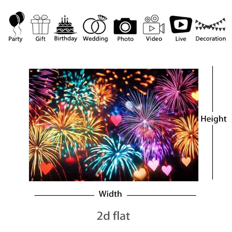 Heart Night Scene Photography Backdrop New Year Holiday Celebration Party Photo Booth Background Festival Studio Decor P