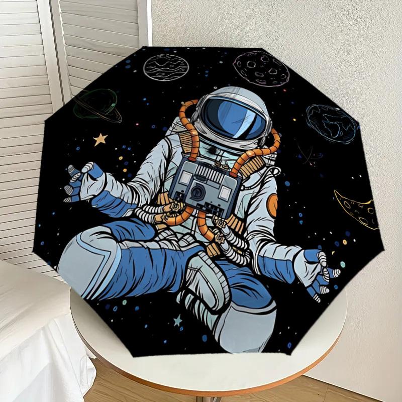 

1pc Space Meditation Astronaut Umbrella with Plastic Handle,Suitable for All Seasons Home Travel Outdoor UmbrellaDD611