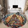 1 Stück Weihnachts-Buntglas-Büro-Runder Teppich, Unter Bürostühlen Schlafzimmer Wohnzimmer Heimdekoration, Zimmerdeko