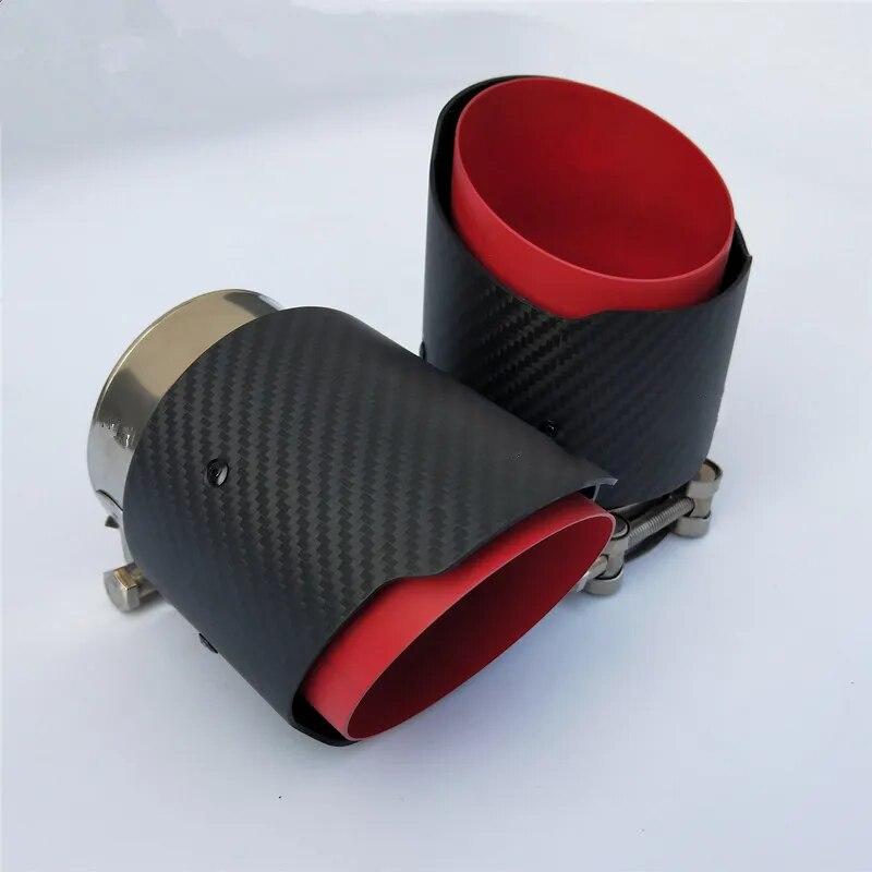 Garganta trasera de fibra de carbono, entrada de 80mm, salida de 101mm, punta de tubo de escape mate de lado recto, apta para Mazda CX5 CX4