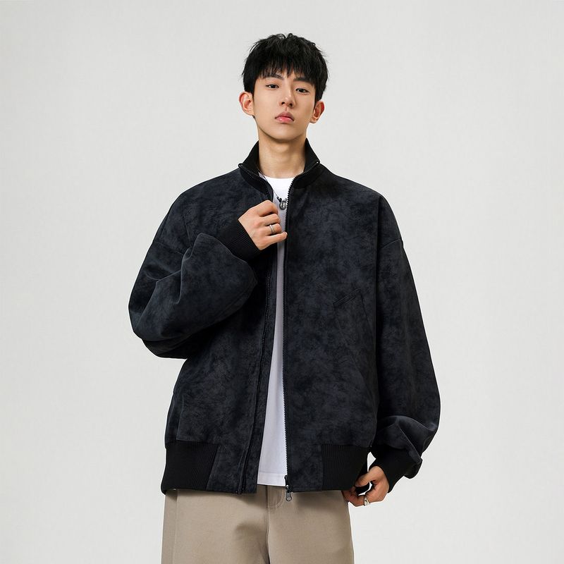 51 Hip-Hop American High Street Textured Pu Leather Cotton Jacket Men's Trendy Street Loose Fit Biker Jacket