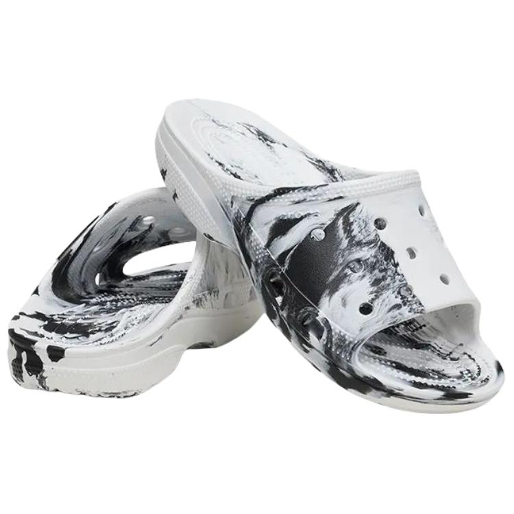 Crocs Classic Comfort Slip-On Open-Toe EVA Anti-Rub Slide Sandals Women Sandals Black White 211832-066