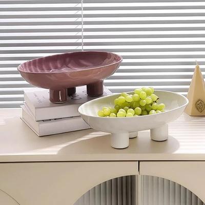 Colore Solido Creativo Ceramica Alzata per Frutta Soggiorno Tavolino da Tè Piatto per Snack Piatto per Noci Piatto per Caramelle Vassoio per Conservazione Domestica