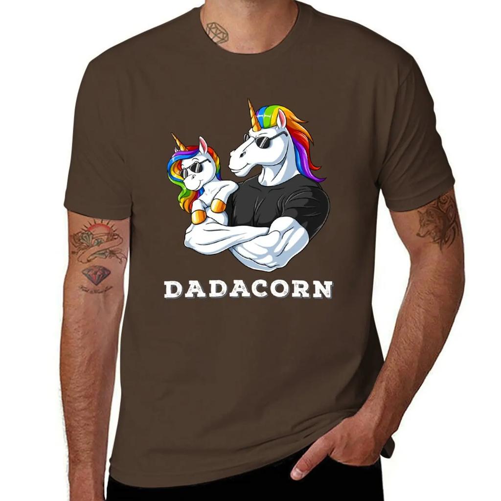 Dadacorn Einhorn Papa und Baby Mädchen Geburtstag Prinzessin Vatertag Tochter T-Shirt Anime Kleidung Herren T-Shirts Freizeit Stilvoll
