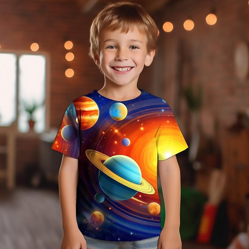 

Boys 3D Graphic Galaxy Space T shirt Tee Short Sleeve 3D Print Summer Spring Active Sports Fashion Kids 1112 Years160cm
