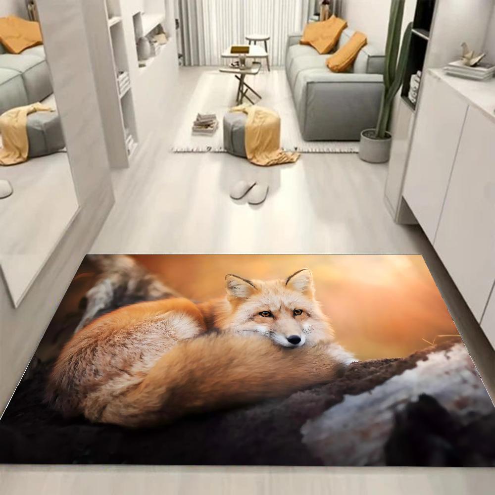 1pc Cute Fox Animal Bathroom Absorbent Mats Anti-Slip Mats Home Decor Supplies Carpets Home Kitchen Floor Mats