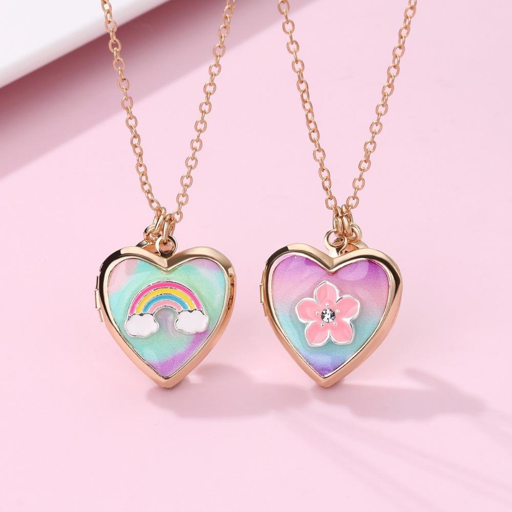 Children's Oil Rainbow Love Necklace BFF Good Friend Set Necklace Female Light Luxury Girlfriend Necklace