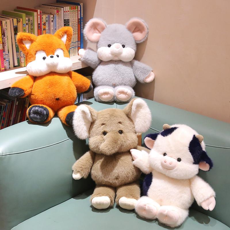Non-Toxic 48Cm Cute Plush Toy Elephant Fox Cow Mouse Stuffed Animal Doll Huggable Christmas Birthday Gift