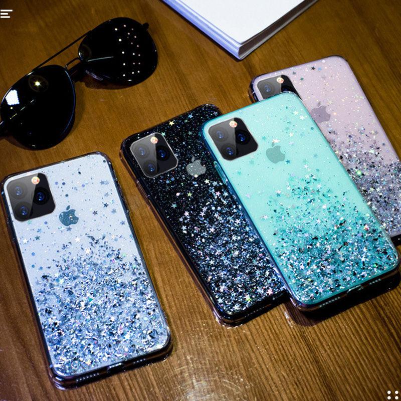 Bling Glitter Phone Case For Iphone 11 12 Pro Max Xr Xs Max X 7 8 6s Plus Soft Silicone Transparent Back Cover For Iphone 13pro
