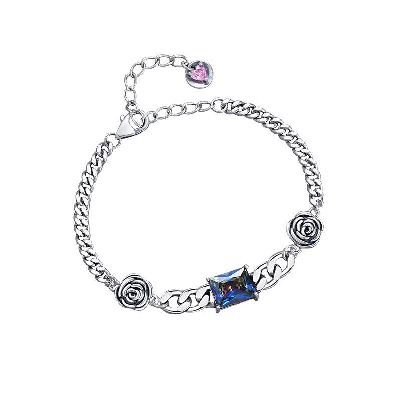 Rose Square Zircon Bracelet Niche Design Ins Style Retro Tai Bracelet