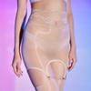 Women Sexy Pantyhose Removable Hip Skirt Sheer Oil Shiny Glossy Stockings High Waisted Open Crotch Garter Belt High Socks Exotic