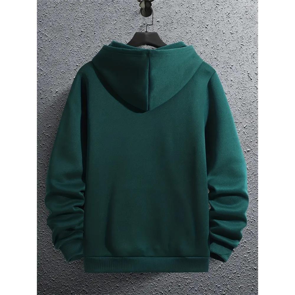 Letter Printed Zipper Hooded Sweatshirt, Kangaroo Pocket, Fashionable Long Sleeved Hooded Sweatshirt, Autumn and Winter Loose Casual Top