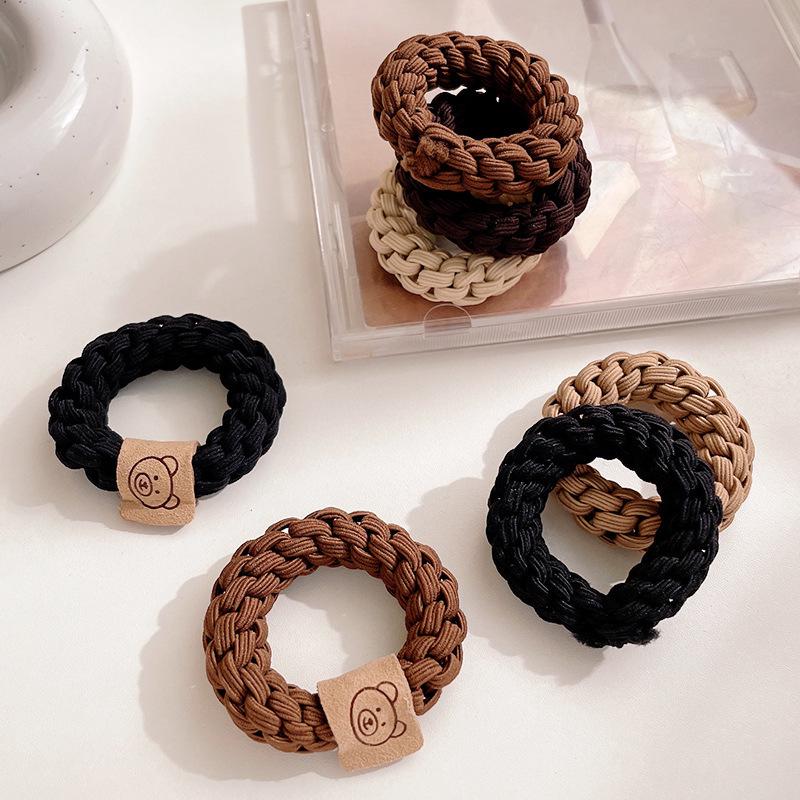 Korean Style Bear Elastic Thick Rubber Hair Tie for High Ponytails
