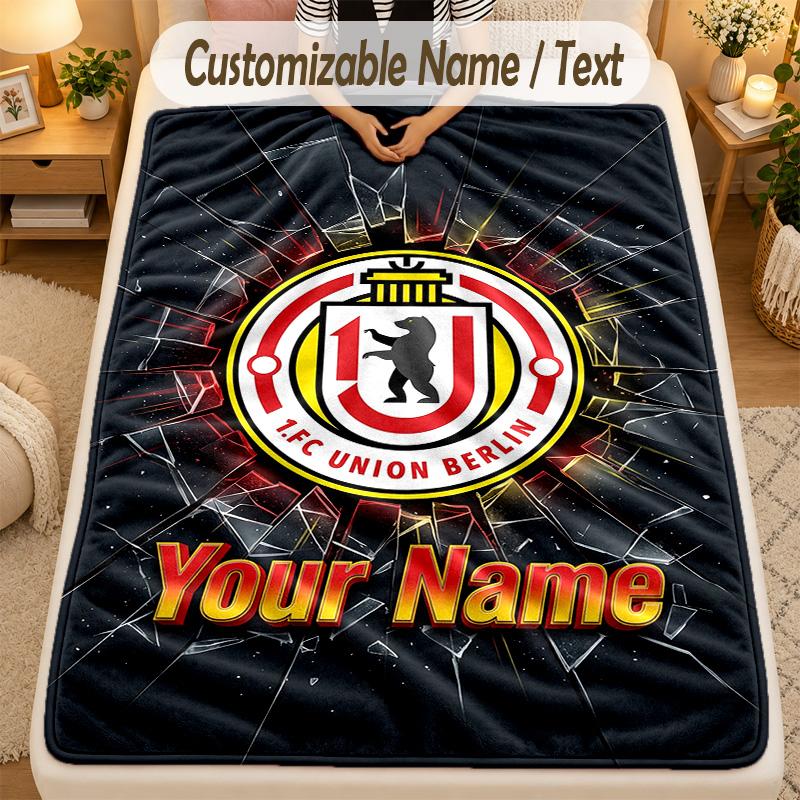 Flanell-Decke 1. FC Union Berlin Benutzerdefinierter Name Text Personalisierte Weiche Warme Überwurfdecke Heimdekoration Geschenk