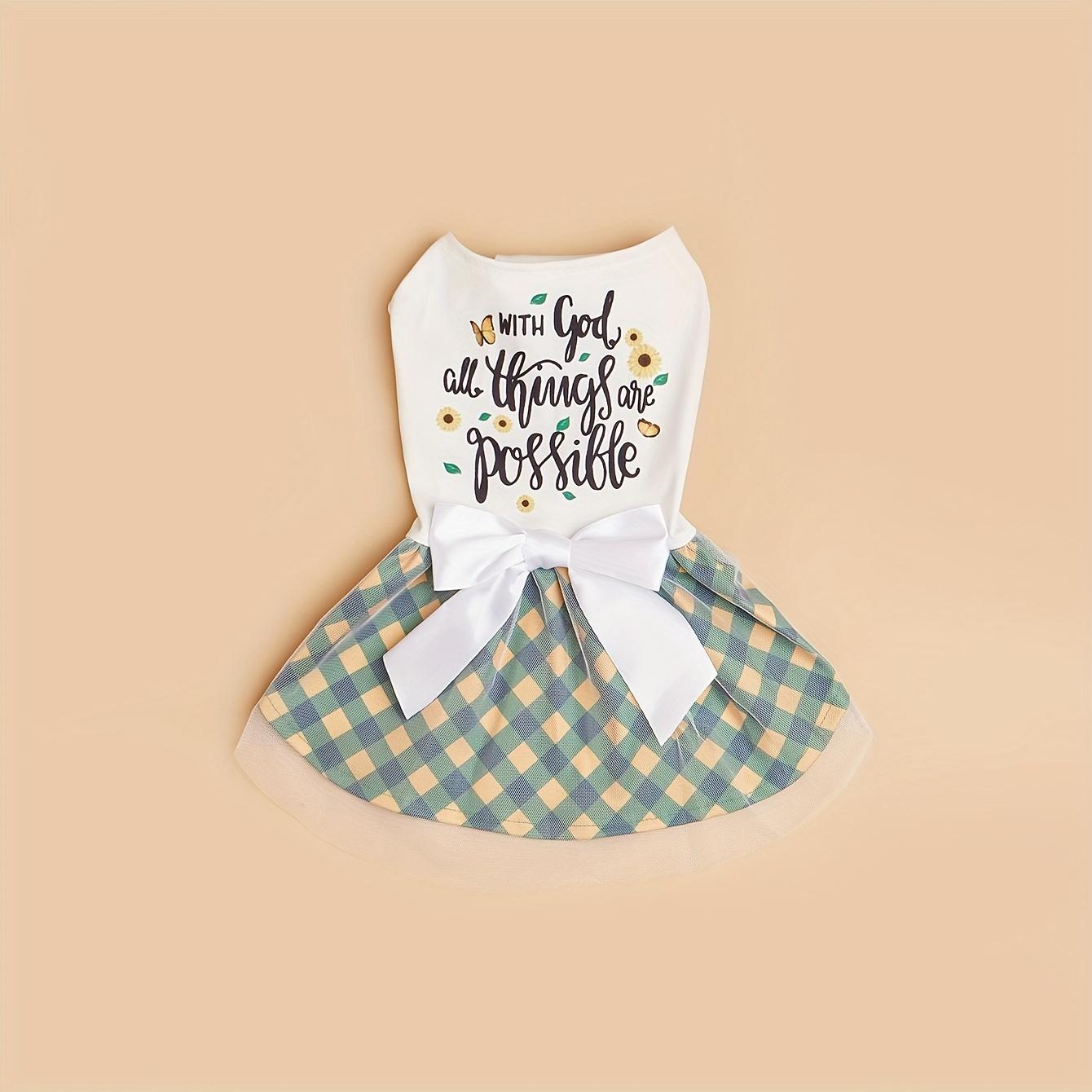 

Dog Dress Girl Dog Sleeveless Clothes Plaid Pet Apparel Doggie Pink Bowknot Cat Clothing Puppy Dresses Attire Spring Summer S белый