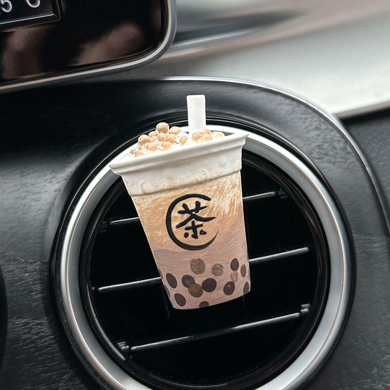 Car Air Freshener Trending Milk Tea Ice Cream Car Air Conditioning Vent Clip Car Interior Decoration Handmade Aroma Stone Ornament Bubble Tea Vending Machine
