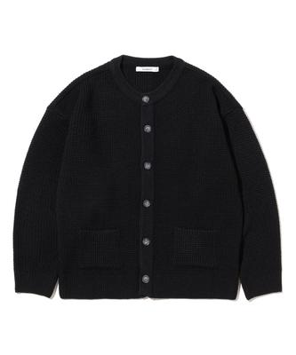 Knitted Anti-Pilling Volume Waffle Cardigan Black