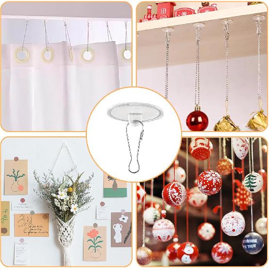 200 Pcs Adhesive Ceiling Hooks, Self-Adhesive No-Drill Hanging Hooks, Damage-Free Removable Small Things for Ceiling Decor Party Wedding Festival