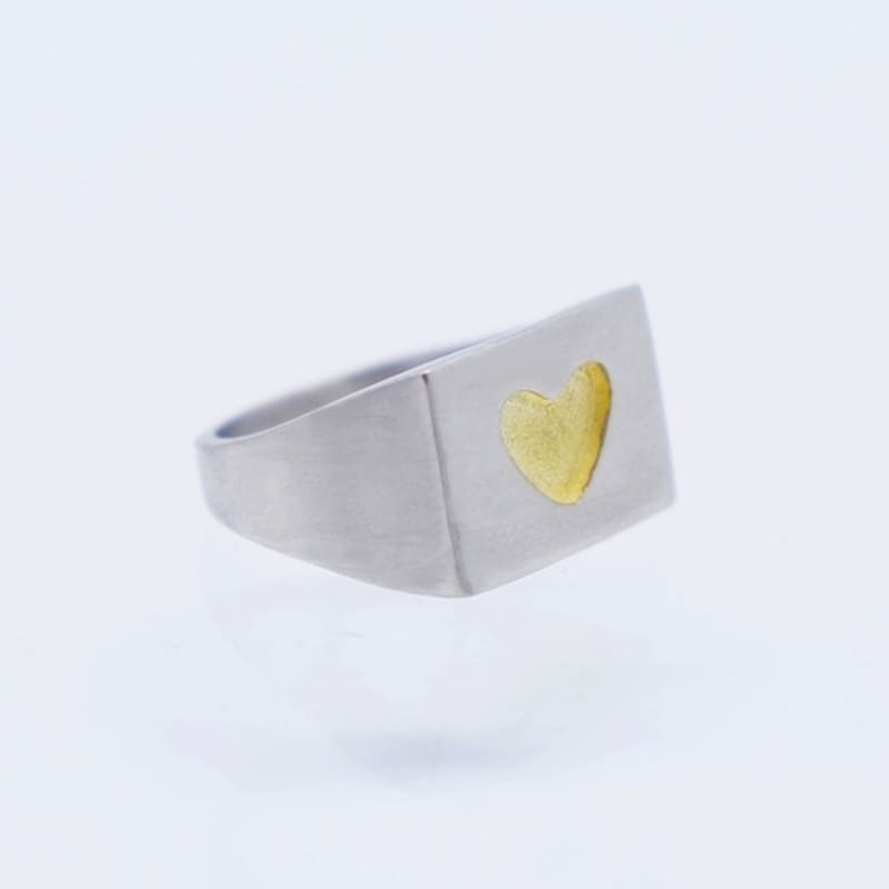 BONBEAU Double Plating Gold Heart Signet Ring
