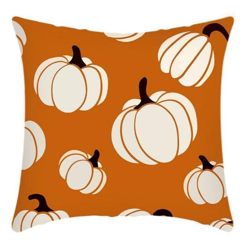 

Autumn Harvest Pillow Case With Pumpkin Design Polyester Machine Washable Decorative Pillow Cover For Living Room Bedroom