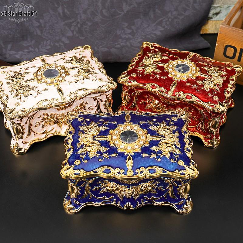 

Retro European-Style Korean Princess Jewelry Box - Colorful Gift for Best Friend, Birthday, or Wedding Small Iridescent Blue