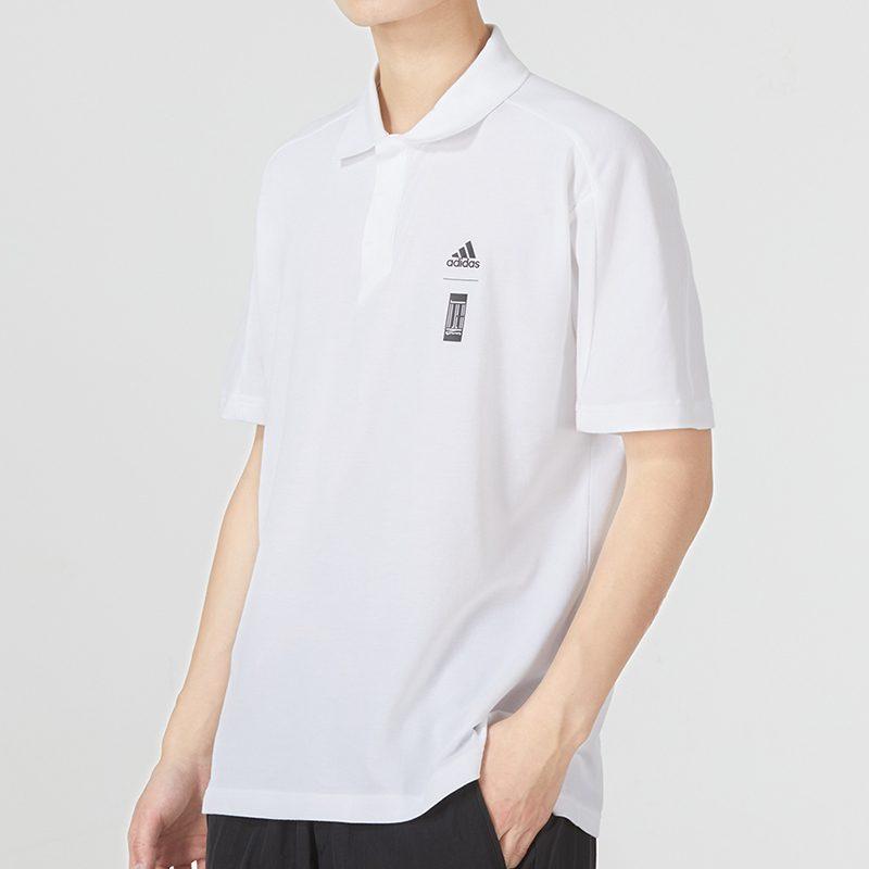 adidas Polo Shirts Men's White Polo Collar Moderate Straight Fit HE5166