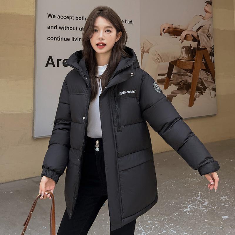 Down cotton jacket women's plus-size short 2025 new winter thickened warm fashion loose jacket color blocking