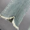 High Waist Women's Elastic Slim Fit Frayed Hem Micro Flare Jeans - European Spring Style