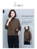 Women's Quilted High Neck Zipper Pullover Sweater - 2024 Autumn/Winter Collection, Petite Fit, No Hood
