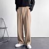 Mens American Style White Loose Straight Floor Drape Casual Suit Pants