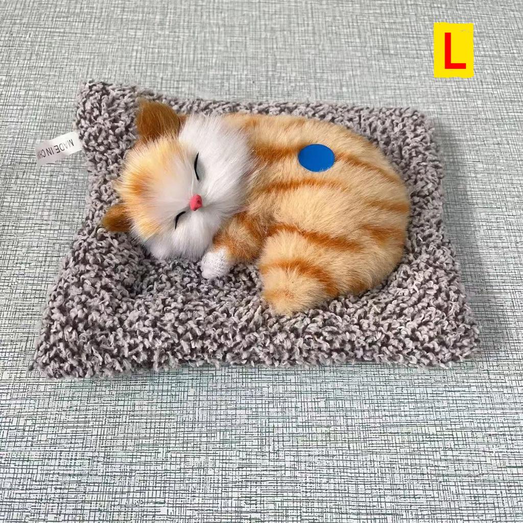 Simulated Cat Ornament With Built-in Activated Carbon Purifying Air Cute Doll Car Decor Sleeping Cat Figurine Press To Sound
