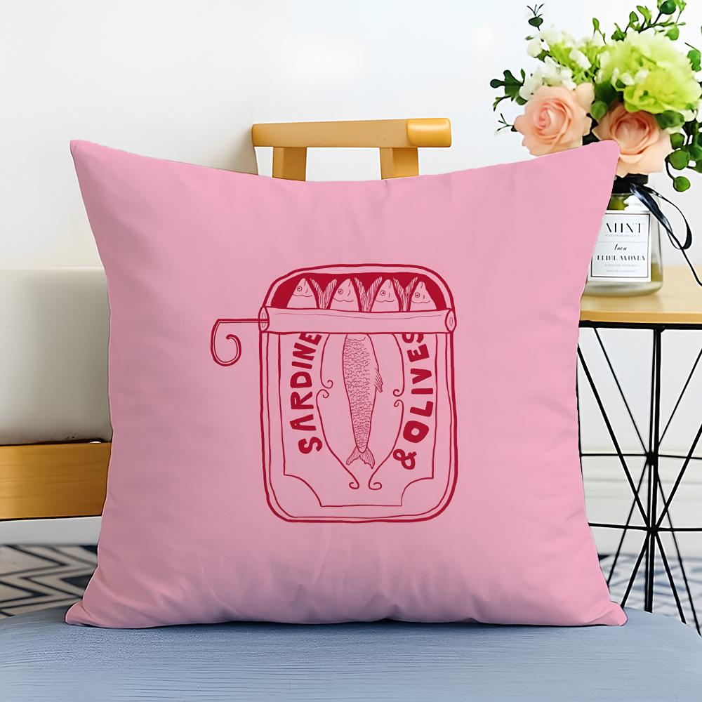 Sweet Lovely Cute Coastal Charm SardineS Cushion Cover Washable Linen Pillowcase Soft for Sofa Bed Cozy Home Room Decor