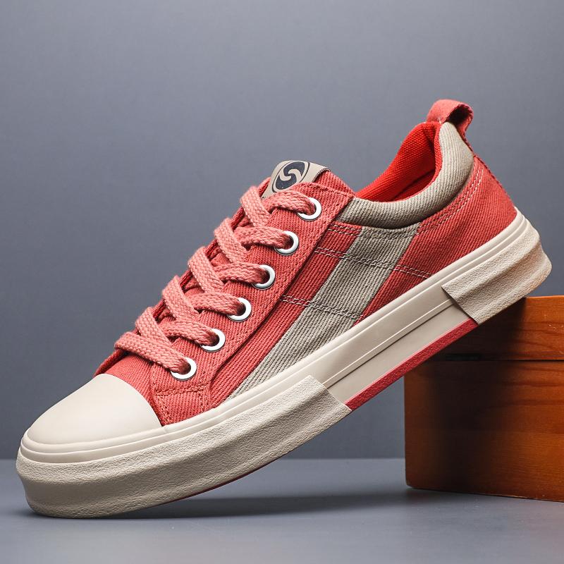 

Fashion Casual Flats New Comfortable Canvas Sneakers Men‘s Shoes Outdoor Non-slip Sports Tennis Men s Sneakers Vulcanize Shoes SS25856 38 красный