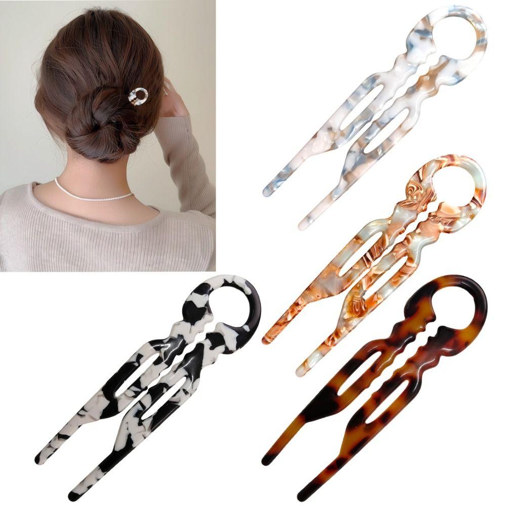 U-Shaped French Hair Pins Acetate Hair Sticks Elegant Hair Bun  For Woman Girl Hair Accessories
