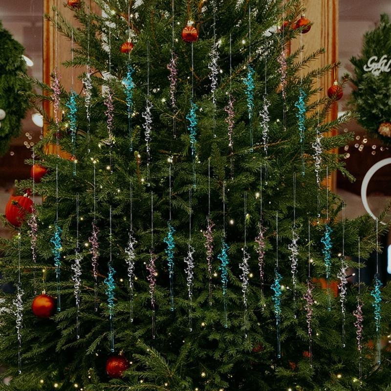 12Pcs Acrylic Icicles Ornament Shatterproof Christmas Tree Decoration Realistic Ice Shape Pendant for Holiday Decoration