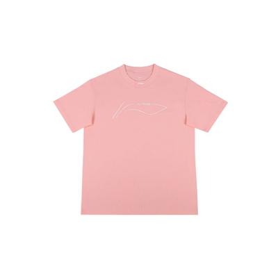 Li Ning Logo Print Breathable Casual Short Sleeve T-Shirt Unisex Tops Light-Pink YHSU167-1