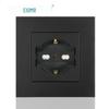 Black 16A German Standard Socket Panel with Double USB + Type C, Concealed European Installation