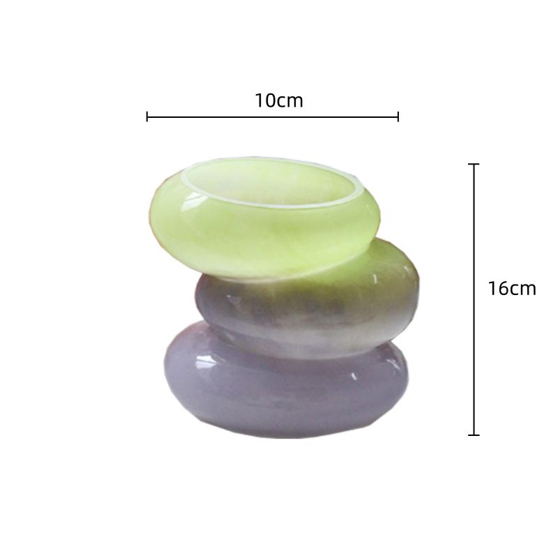 

Glass Vase Geometric Pebble Stack Color Gradient Flower Vase Caterpillar Floral Arrangement Home Decoration Accessories