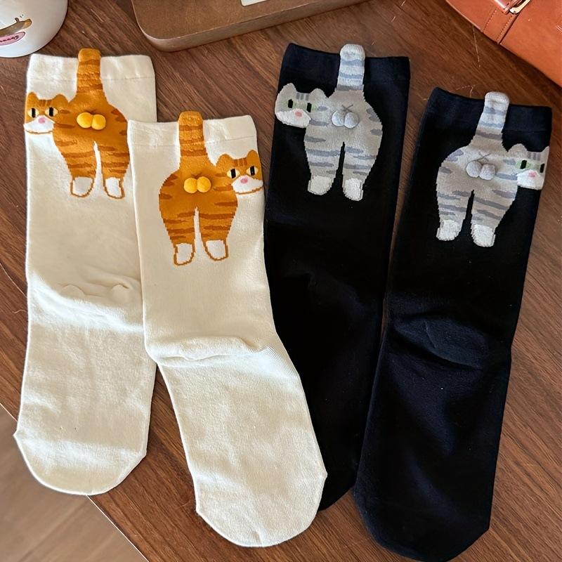 10 Pairs Cartoon Cat Pattern With 3d Egg Cotton Socks For Women Men Warm Winter Mid-calf Socks For Christmas Cat Lovers Gift