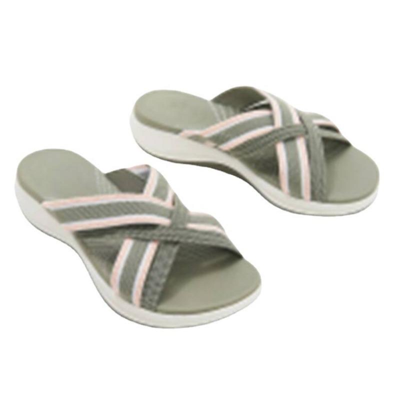 

Summer new color matching cross-heel slippers elastic cool slippers thick-bottomed beach drag women 35 зелёный