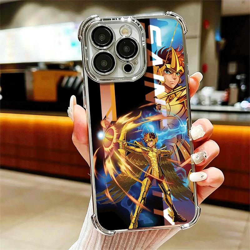 Anime S-Saint S-Seiya Plating Phone Case For Iphone 16 17 Pro Max Air 16E 14 15 Plus 12 13 Mini Anti-Fall Airabag Cover