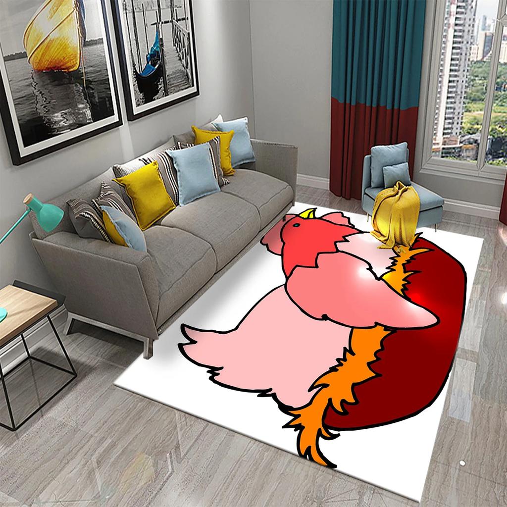 3D Cartoon Cute Cock Chicken Pattern Printed Carpet for Kitchen Living Room Bedroom Bedside Non-slip Absorbent Carpet Home Decor