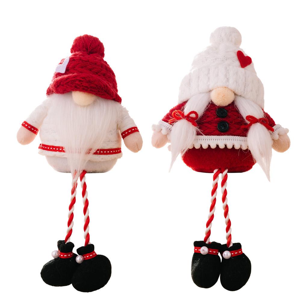 Adorable Christmas Gnome Doll With Heart Patch Hat And Playful Hanging Legs For Holiday Fun