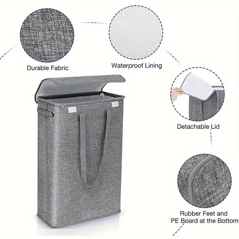1PCS Slim Laundry Basket with Lid 45L Slim Laundry Hamper Waterproof Narrow Laundry Basket Space Saving Thin Clothes Hamper