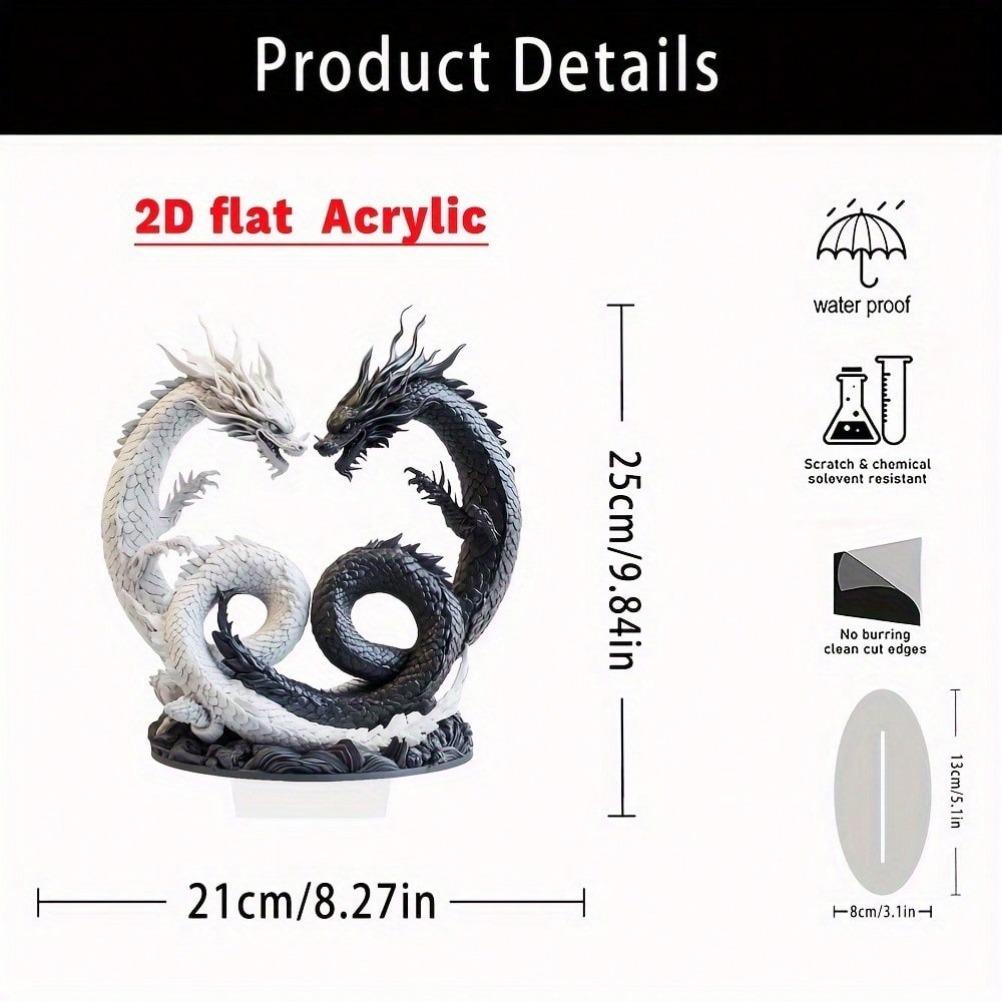 Богемский Инь-Ян Двойной Дракон Акриловый Настольный Декор 9,84  X 8,27  Универсальный Акцент для Офиса Домашний Декор Уникальная Идея для Подарка