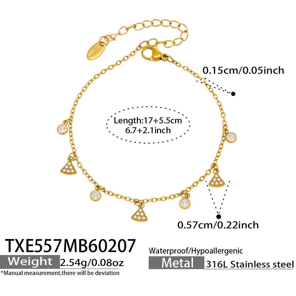 New Zirconia Hexagram Y-Layer Necklace & Bracelet Set - Stainless Steel Luxury European & American Fashion Jewelry