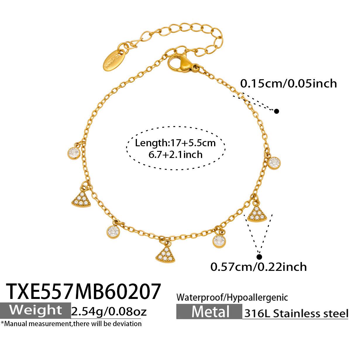Zirconia Hexagram Y-Shaped Necklace & Bracelet Set - Stainless Steel Light Luxury Fashion Jewelry