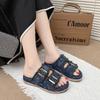 Mode Denim Tofflor Kvinnor Spänne Franskant Dubbla Remmar Bekväma Sandaler Damer Slip-on Strandpromenadskor Sommar Casual Sandaletter