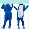 Costum Pijama Onesie Cosplay Rechin Albastru Animal Flanel pentru Adulți Îmbrăcăminte de Dormit Confortabilă Moale Călduroasă